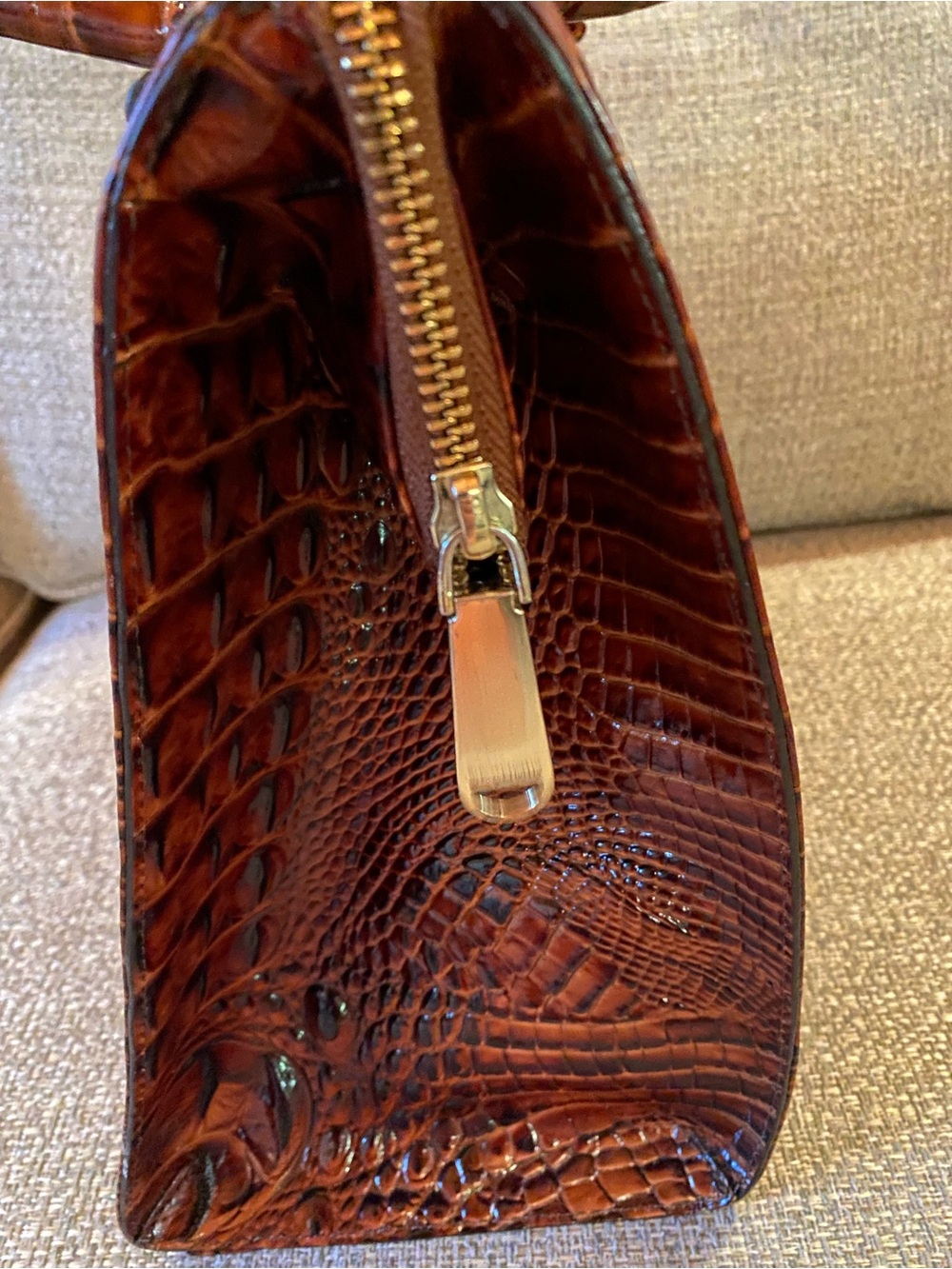 Brahmin Dark Brown Croc-Embossed Leather Caroline Satchel - Picture 10 of 10